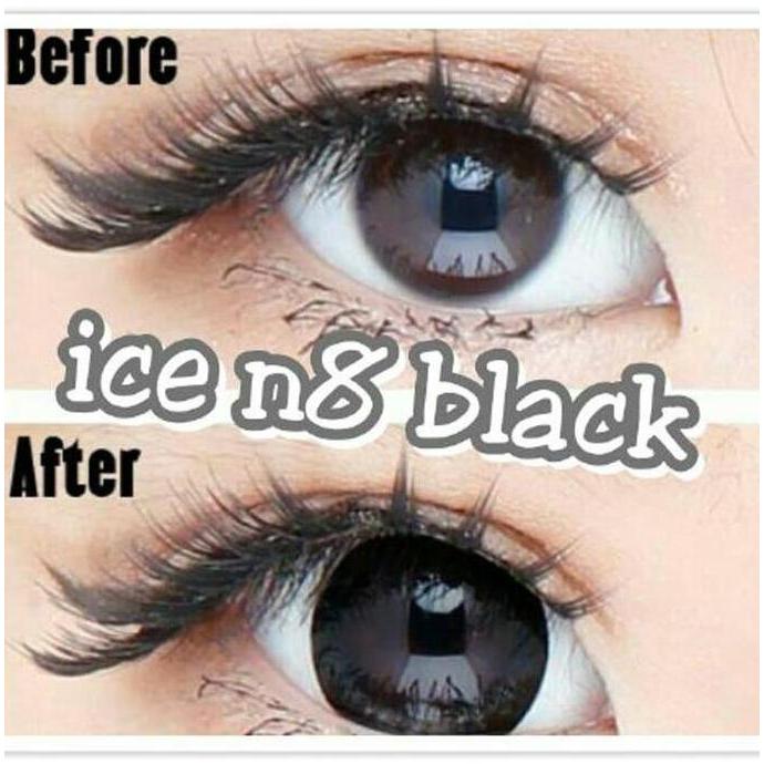 Cod,Bisa- Softlens Ice N8 Black Diameter 16Mm