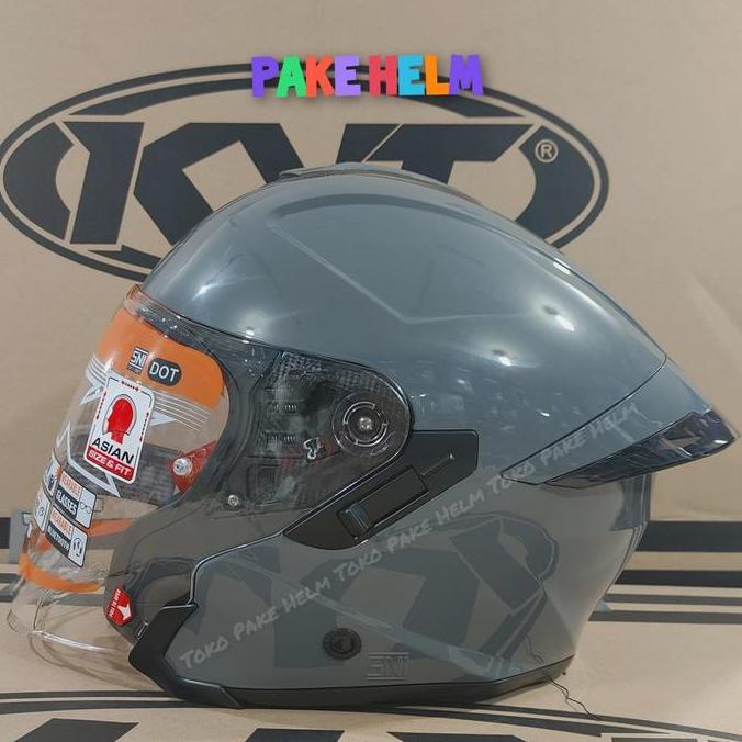 TERLARIS!! HELM INK TERRA 2 SOLID GORILLA GREY HALF FACE DOUBLE VISOR