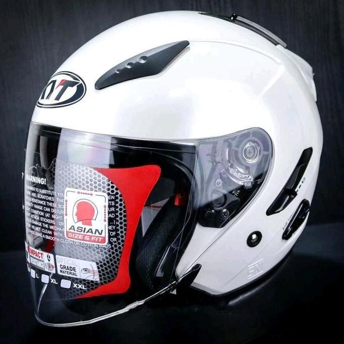 Helm Kyt Galaxy Flat R Solid White Putih Half Face