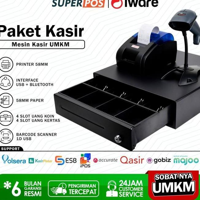 Mesin Kasir Android Printer Bluetooth Cash Drawer Scanner Barcode Usb