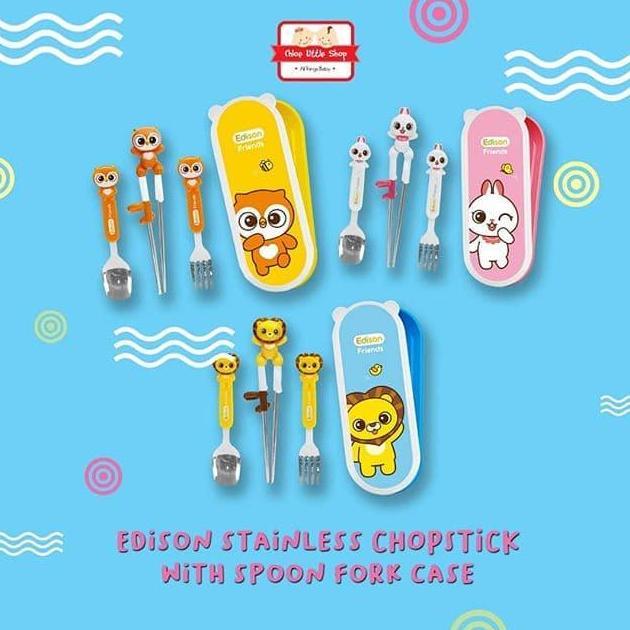 Edison Stainless Training Chopstick + Spoon + Fork with Hardcase