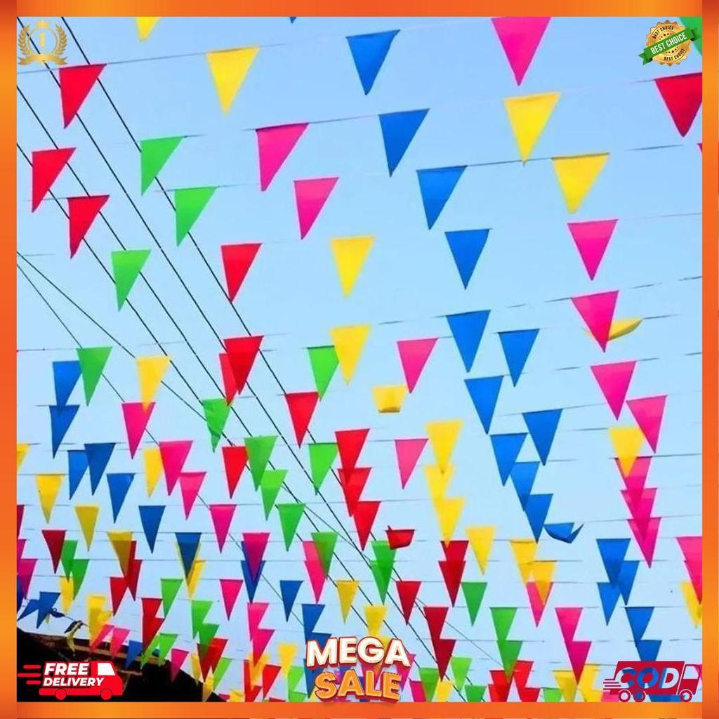 BENDERA Segitiga ( 5 Meter ) Rarawis warnawarniii [U1]