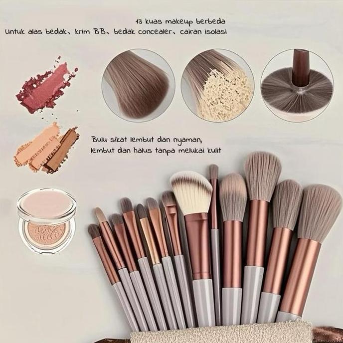 Kuas makeup set 13pcs+free Pouch brush makeup