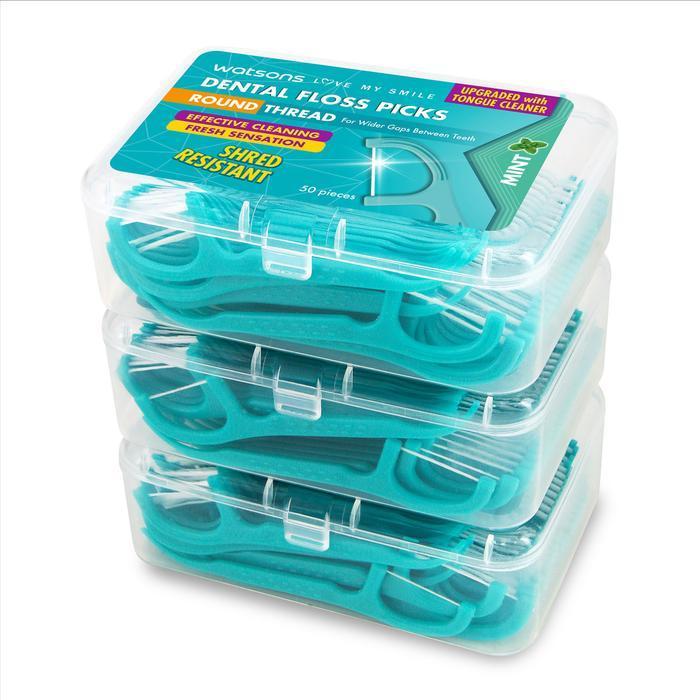 WATSONS Round Thread Dental Floss Picks Mint 50pcs