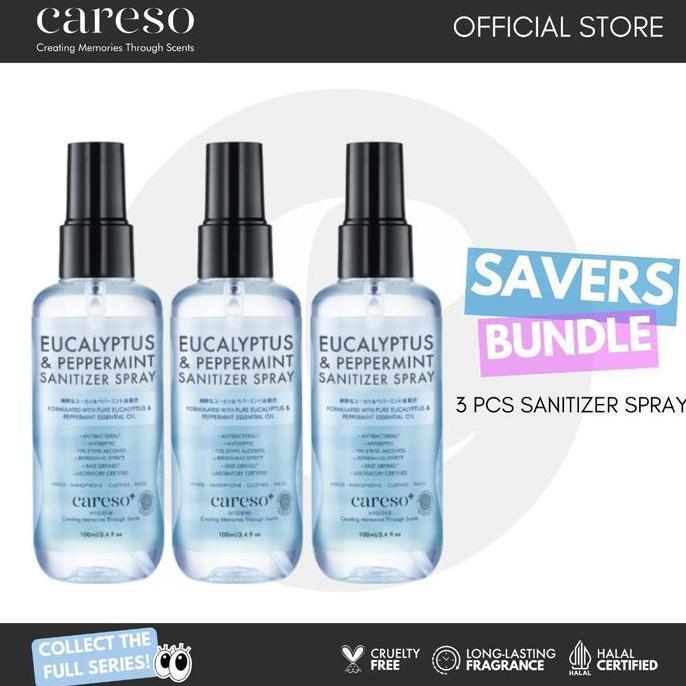 CARESO Aromatherapy EUCA + PEPPERMINT Sanitizer Spray - Savers Bundle 3 pcs