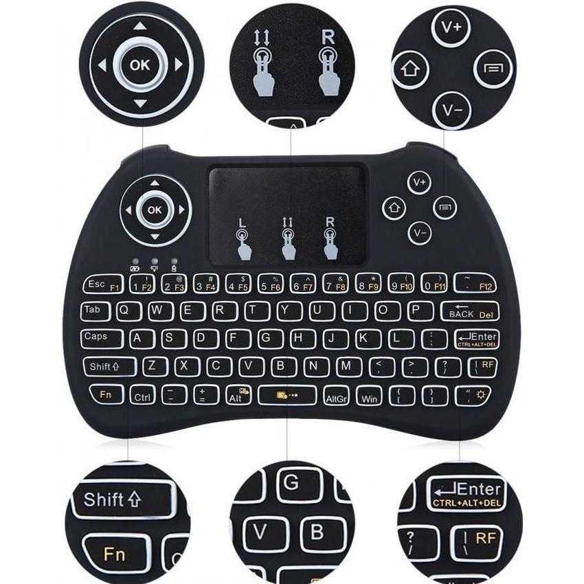 H9-L Mini Hand-held Wireless QWERTY Keyboard with Backlight