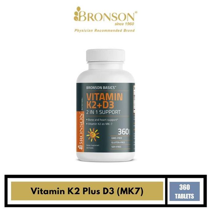 BRONSON Vitamin K2 Plus D3 (MK7) 360 Tablets