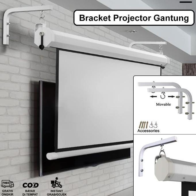 Bracket Screen Projector/Proyektor Gantung Universal Adjustable L-Bracket Mount Wall Hanger
