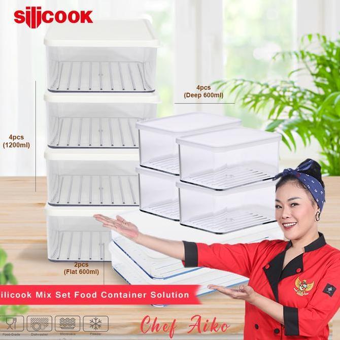 Silicook Food Container Solution 4X1200Ml + 4X600Ml Deep+ 2X600Ml Flat