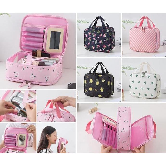 LEZA Korean Cosmetik Bag Double layer