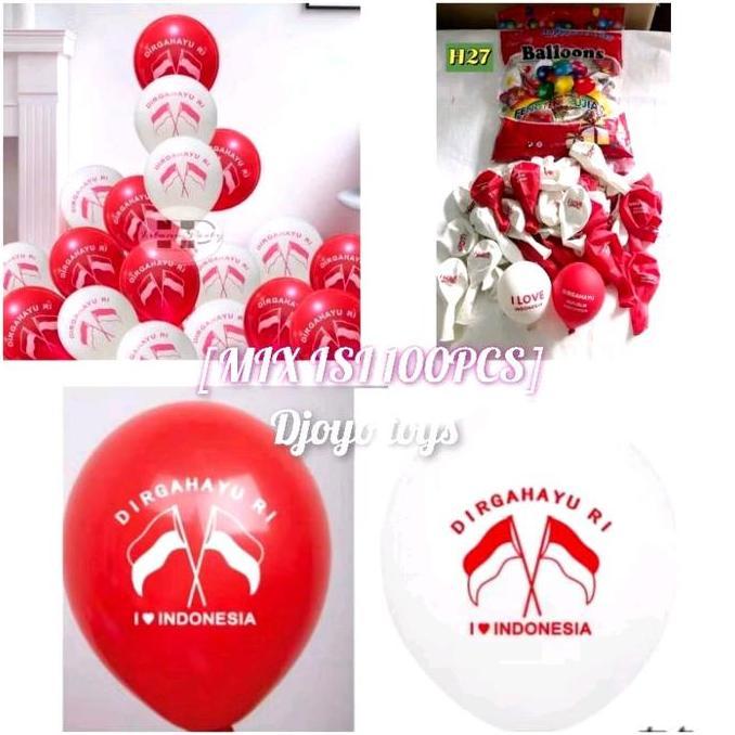 100PCS BALON DIRGAHAYU MERAH-PUTIH(PACK)