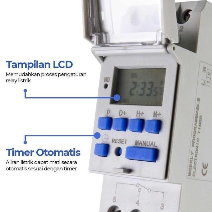 Promo Taffware Programmable Digital Timer Switch 28 Program 220V/25A (16A) Mcb Relay - Thc30A Cod
