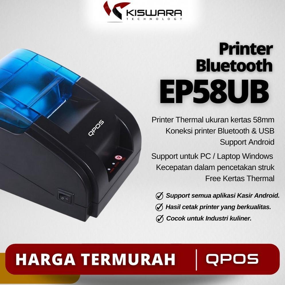 Printer Bluetooth Kasir QPOS/EPPOS Support Cash Drawer Termurah Printer