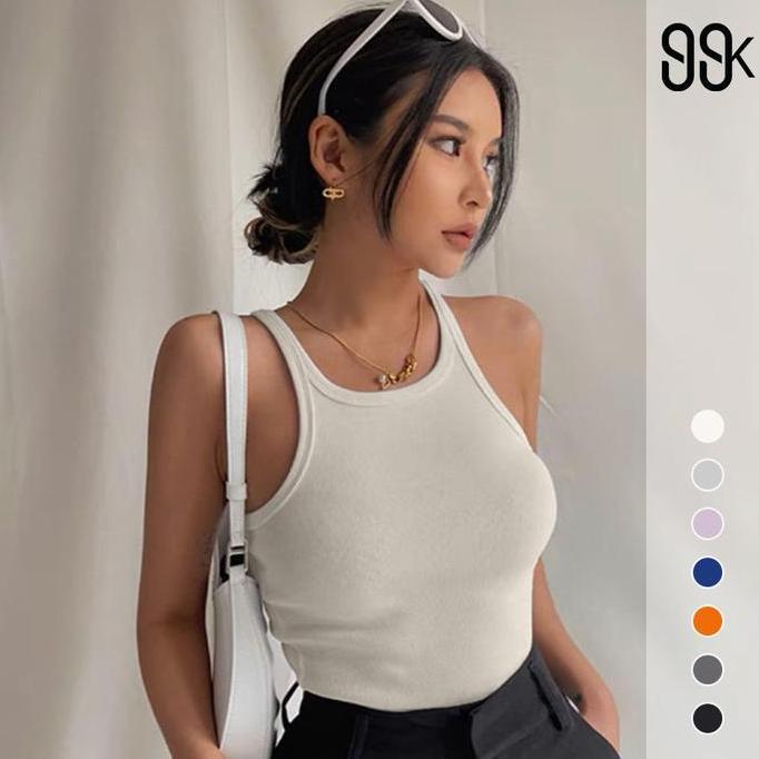 Superior- Round Neck Basic Plain Strap Knit Crop Tank Top 2420 (S/M/L)