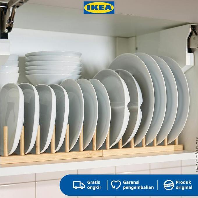IKEA OSTBIT Tempat Piring Bahan Bambu Berkualitas Kitchenware