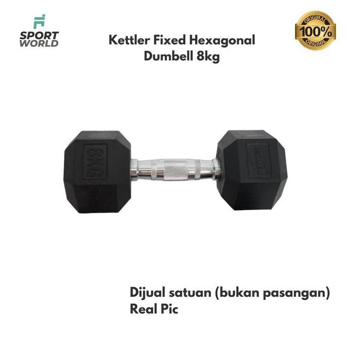 Kettler Fixed Hexagonal Dumbell 8Kg