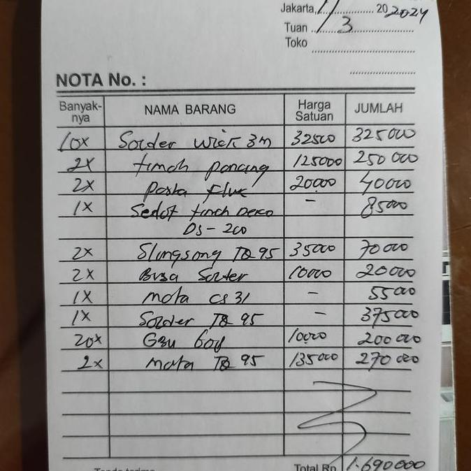 Pembelian Nota terlampir