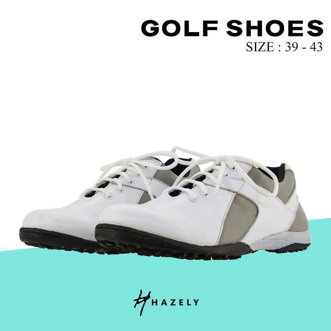 Rotaribig- Sepatu Golf Material Kulit Sapi - Grey White