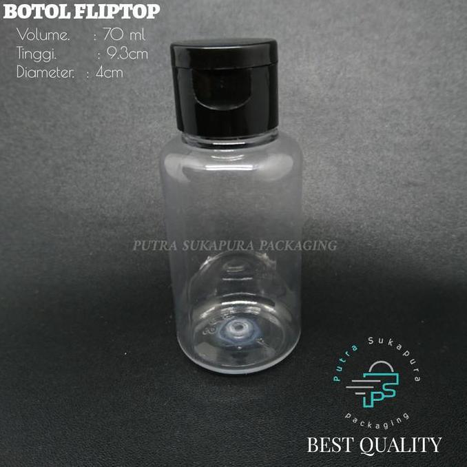 botol fliptop 70 ml tutup hitam
