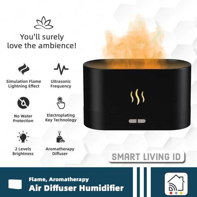 TERLARIS!! FLAME FIRE LIGHT AIR HUMIDIFIER DIFFUSER ESSENTIAL OIL AROMATHERAPY