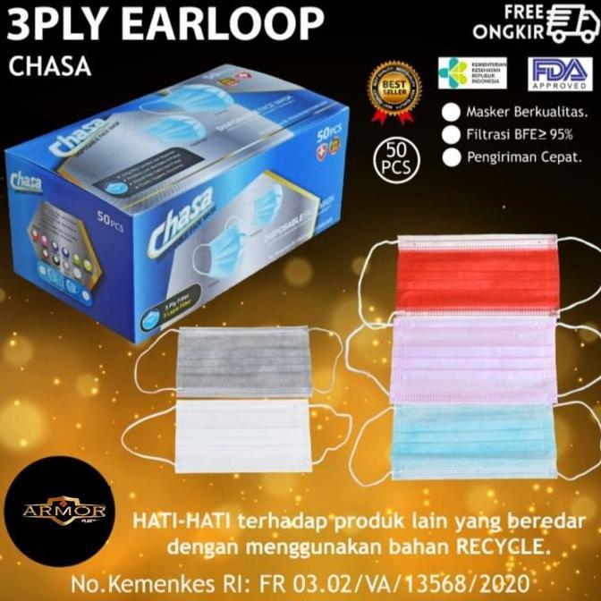 Masker 3ply Chasa Earloop 50pcs