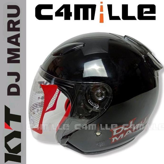 HELM KYT DJ MARU SOLID BLACK METALIC HALF FACE
