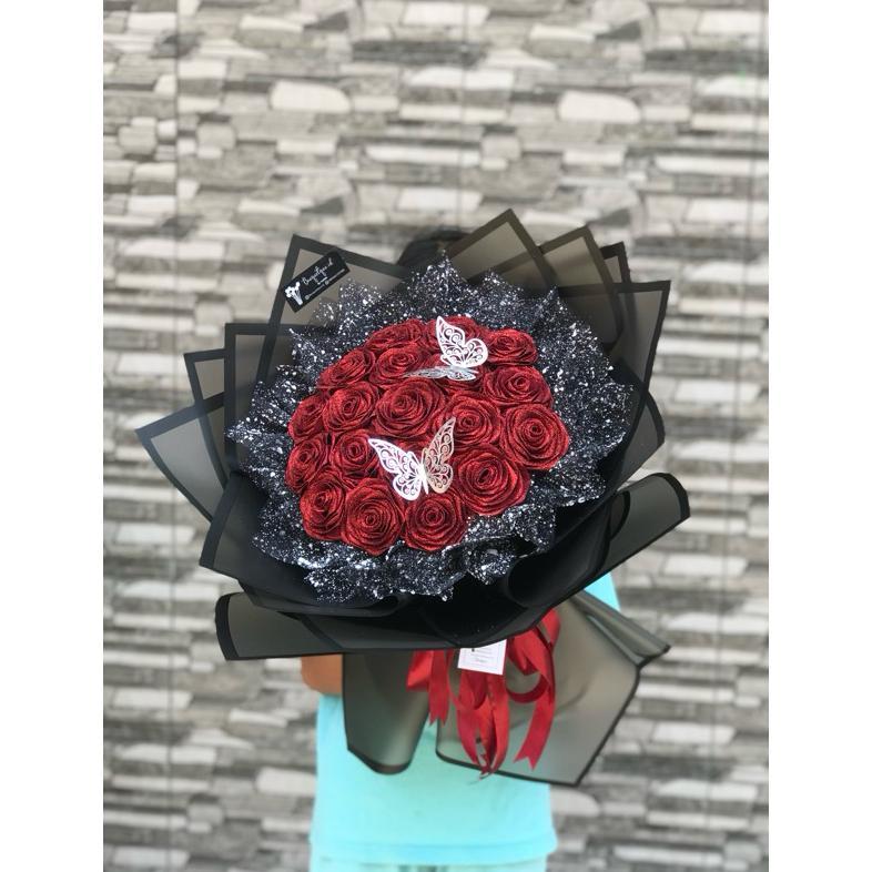 BUKET BUNGA MAWAR SATIN ( Pree order)