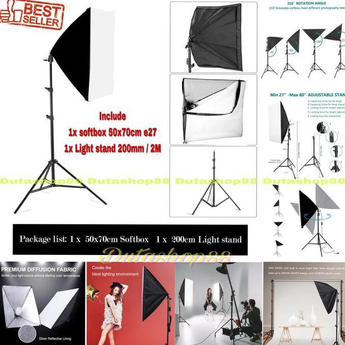 BOBIVASTA_KELONTONG - PAKET STUDIO SOFTBOX SINGLE SOCKET E27 + LIGHT STAND 200MM