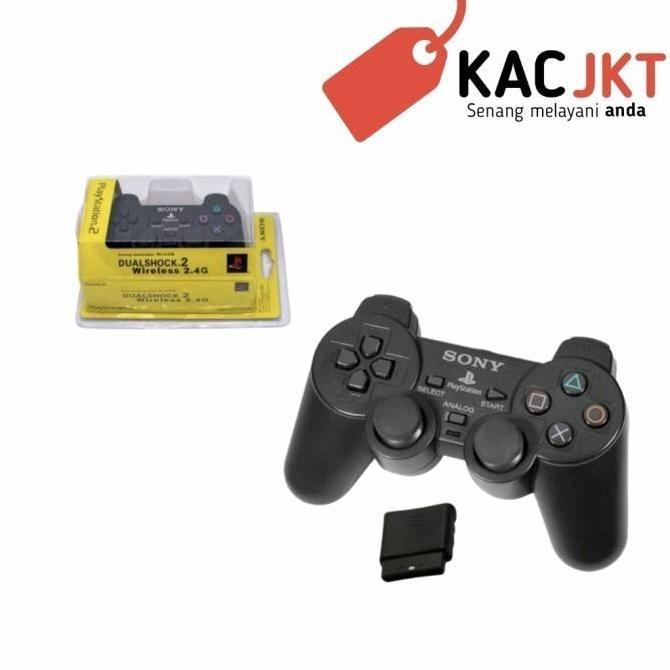 Stik wireless PS2 hitam Gamepad Joystick