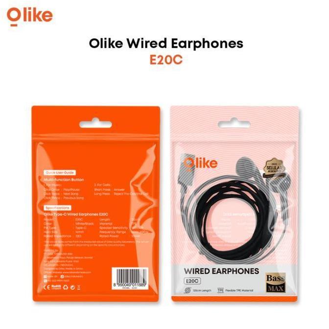 Olike Wired Earphone E20C Type-C Headset Kabel Android iPhone 15/16 120cm