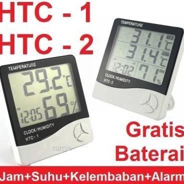 Thermometer Termometer HTC Suhu Hygrometer Clock Temperature Humidity