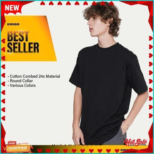 Diskon Erigo T-Shirt Basic Meghan Black - Kaos Basic Polos Unisex