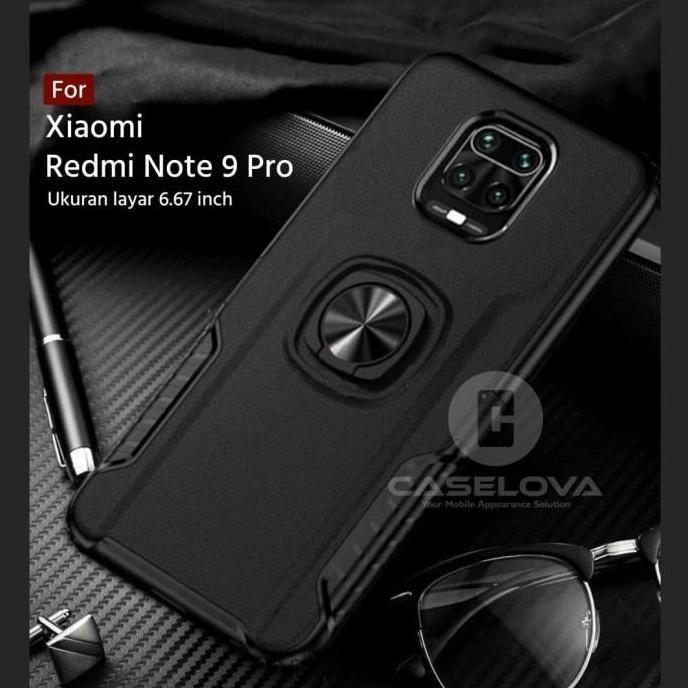 Case Xiaomi Redmi Note 9 Pro Note 9s Max Hardcase Ring Carbon Thunder