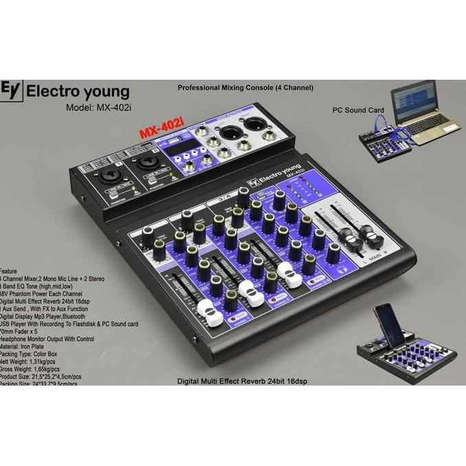 mixer electro young mx402i usb bluetooth soundcard interface
