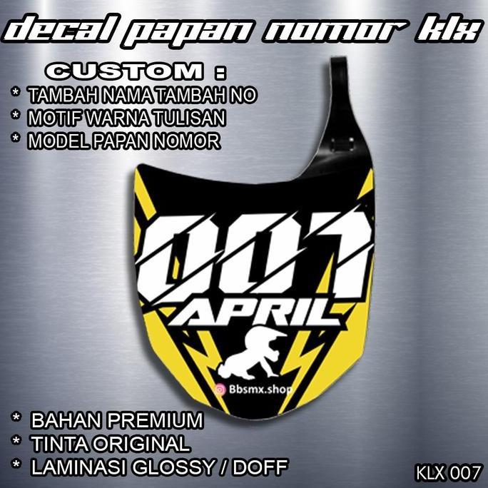 Decal Papan Nomor KLX
