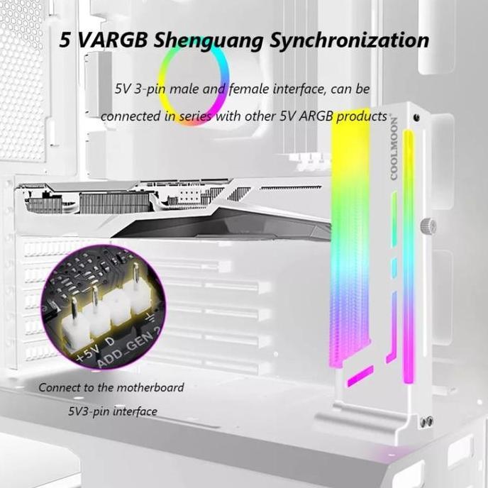 Rex- Vga Riser Coolmoon Led 5V 3Pin Argb Syncron Bracket Stand Vga