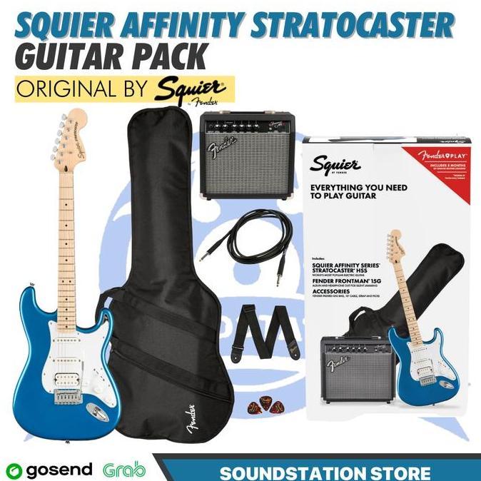 Ready Squier Affinity HSS Stratocaster Guitar Pack Maple FB Non Cod