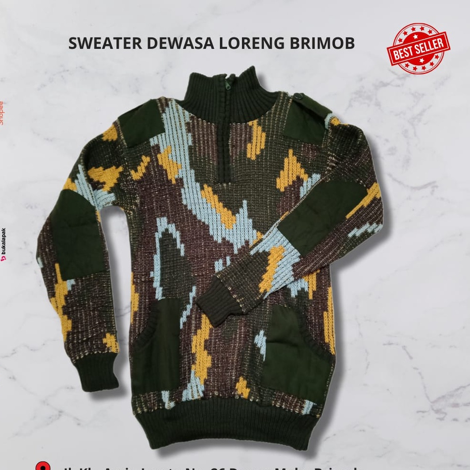 SWEATER DEWASA LORENG BRIMOB TEBAL BISA COD
