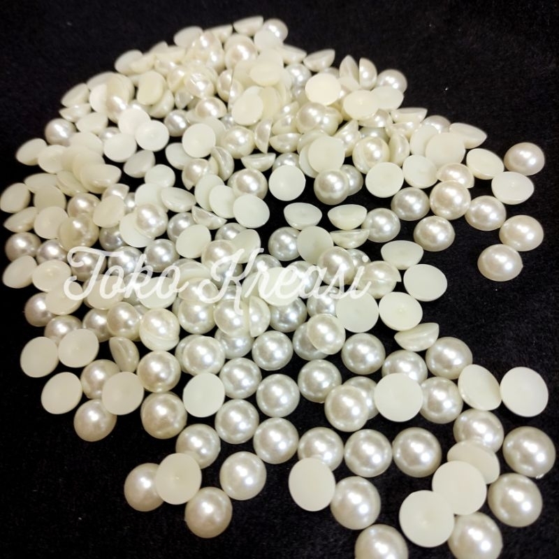 (PerOns/100gr) Mutiara setengah / mutiara rata Putih / Broken white