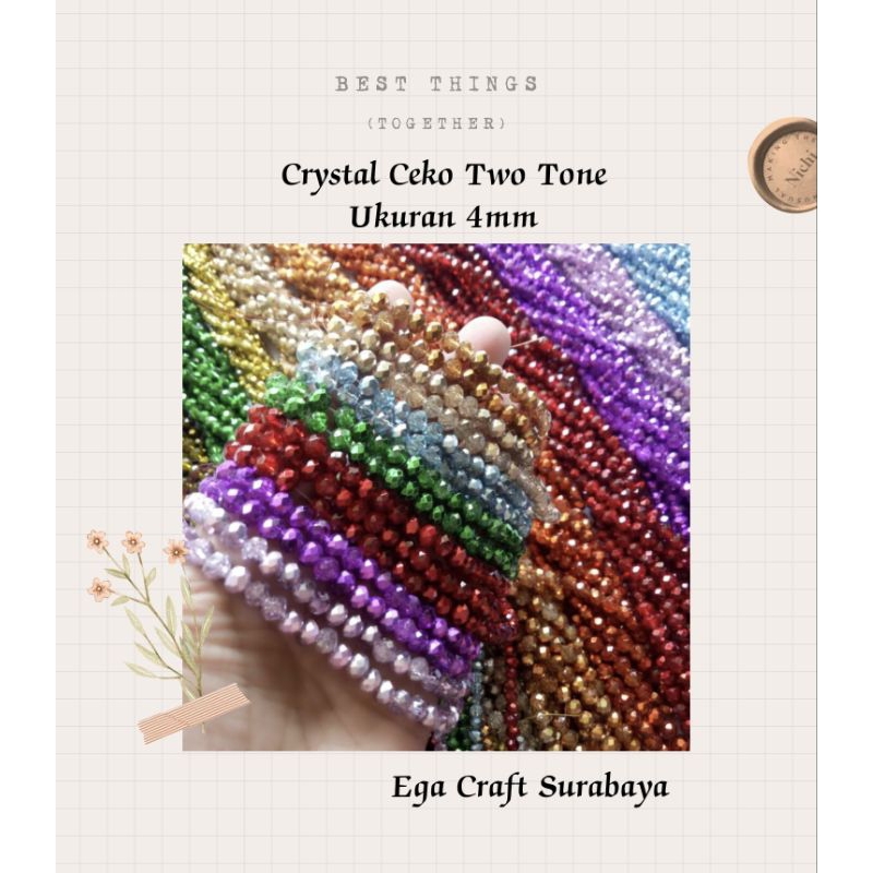 Crystal Ceko Two Tone Ukuran 4mm