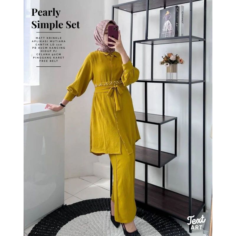 Pearly simple set setelan celana wanita