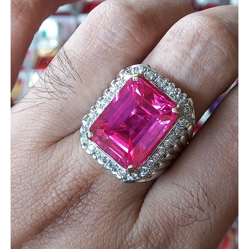 cincin batu ruby catam berserat octagon