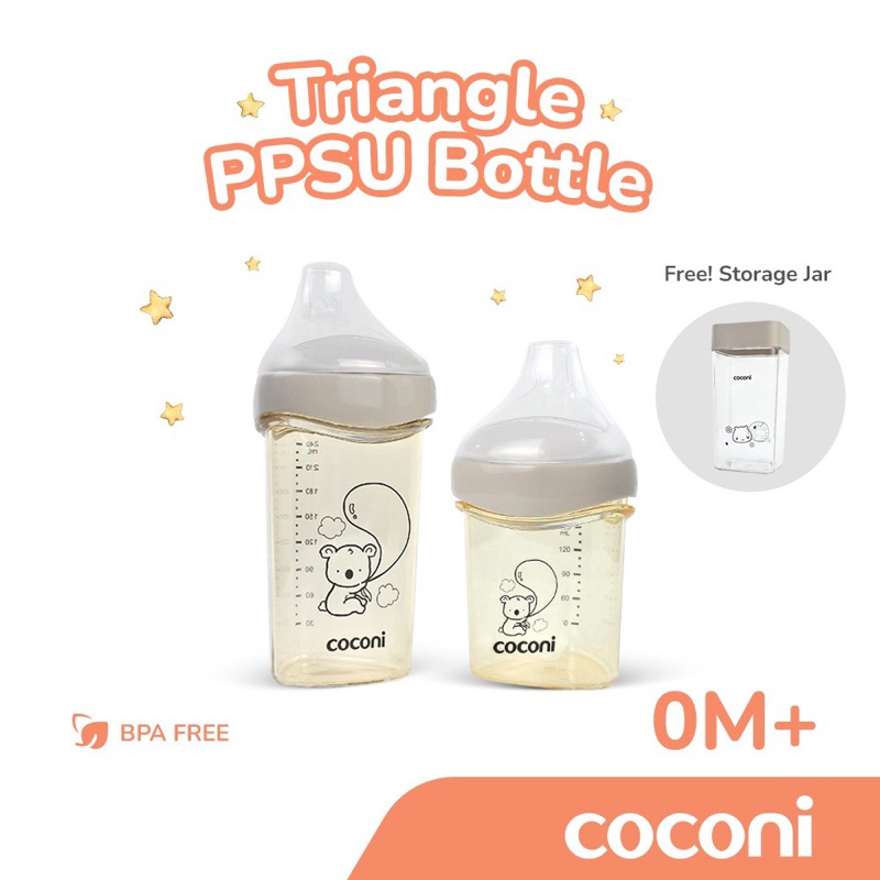 COCONI Triangle Feeding Bottle  PPSU 150/240ML | Botol dot PPSU