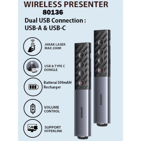 Laser Pointer Remote Control Presenter Wireless 2.4ghz UGREEN