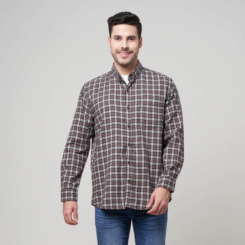 Peternation kemeja flanel wool basic panjang regular fit