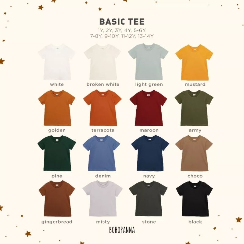 BOHOPANNA Basic Tee size 1Y & 2Y