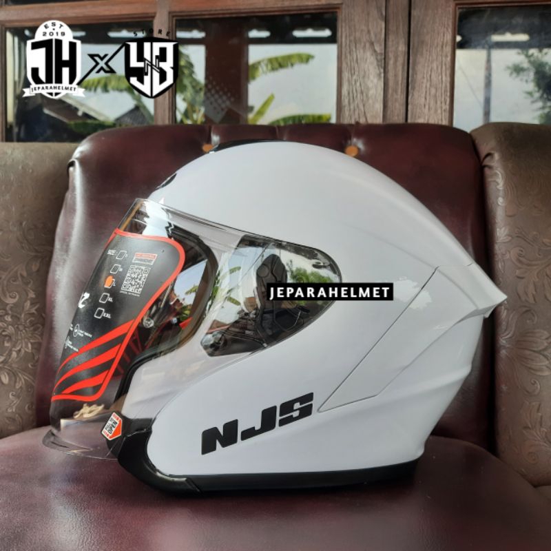Helm Njs Kairoz Half Face Solid Polos White Putih Original | NJS Kairoz Half Face Solid Polos Original