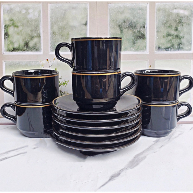 Tea Set Keramik Hitam Elegant