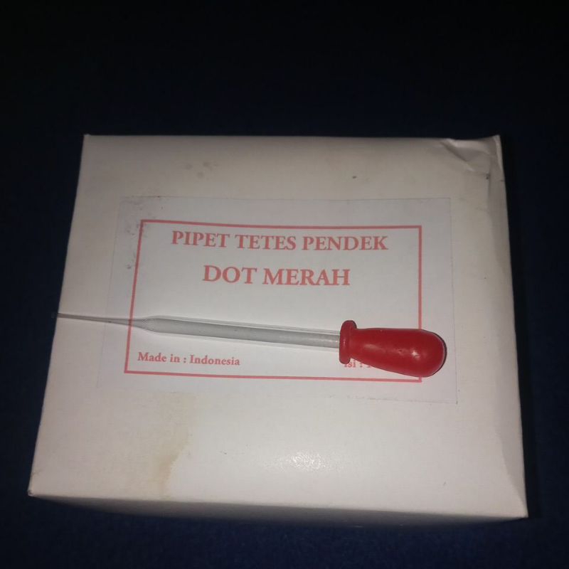 pipet tetes kaca pendek dot merah