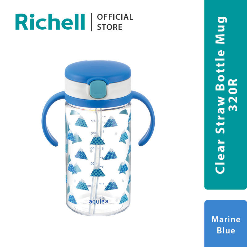Richell - Clear straw bottle mug R Clear